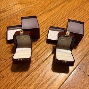 2 Burgundy Maroon Leather Wedding Ring Boxes Foss Jewelers Selinsgrove